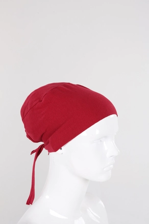 A model wears 8205 - Modest Bonnet - Claret Red, wholesale undefined of Allday to display at Lonca