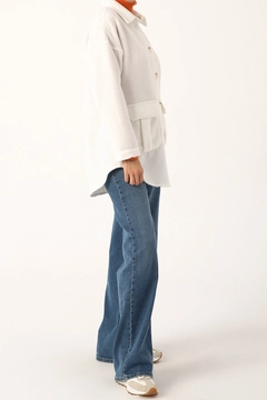 Un model de îmbrăcăminte angro poartă 8351 - Modest Jacket - Ecru, turcesc angro Sacou de Allday