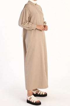 A wholesale clothing model wears 8557 - Modest Abaya - Stone, Turkish wholesale Abaya of Allday