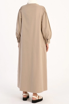 Модел на дрехи на едро носи 8557 - Modest Abaya - Stone, турски едро Абая на Allday