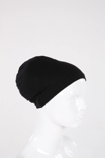 Ένα μοντέλο χονδρικής πώλησης ρούχων φοράει  Modest Bonnet - Μαύρο
, τούρκικο Μπονέ χονδρικής πώλησης από Allday
