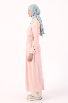 A wholesale clothing model wears 9577 - Modest Abaya - Powder Pink, Turkish wholesale Abaya of Allday