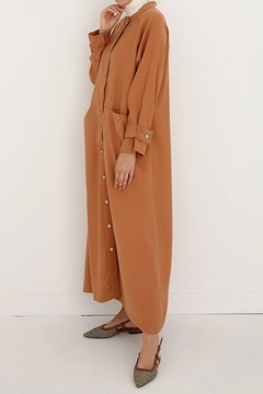 Hurtowa modelka nosi 13330 - Abaya - Camel, turecka hurtownia Abaya firmy Allday