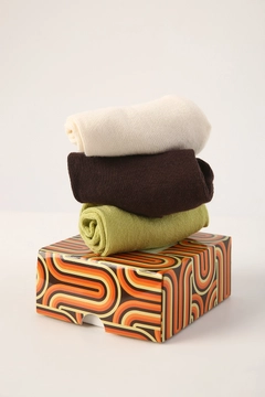 A wholesale clothing model wears 13440 - Socks Set - Olive Green Brown Sandy, Turkish wholesale Socks of Allday