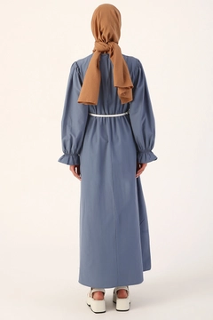 Una modelo de ropa al por mayor lleva 13556 - Dress - Blue, Vestido turco al por mayor de Allday