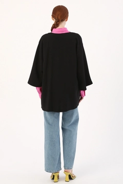 Veľkoobchodný model oblečenia nosí 16153 - Kimono - Black, turecký veľkoobchodný Kimono od Allday