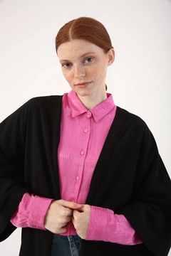 A wholesale clothing model wears 16153 - Kimono - Black, Turkish wholesale Kimono of Allday