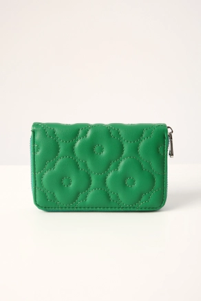 A model wears 16221 - Wallet - Green, wholesale Wallet of Allday to display at Lonca