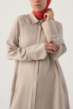 Un model de îmbrăcăminte angro poartă 22012 - Abaya - Beige, turcesc angro Abaya de Allday