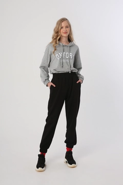 A wholesale clothing model wears 22178 - Sweatpants - Black, Turkish wholesale Sweatpants of Allday
