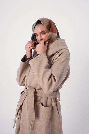 A model wears 22284 - Coat - Dark Beige, wholesale undefined of Allday to display at Lonca