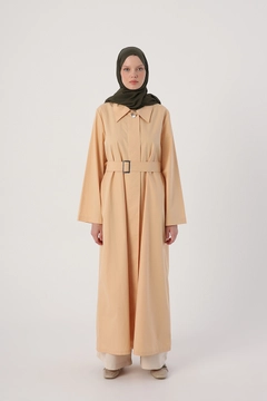 Модел на дрехи на едро носи 22206 - Abaya - Beige, турски едро Абая на Allday