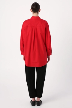 A wholesale clothing model wears 22223 - Shirt Tunic - Red, Turkish wholesale Tunic of Allday