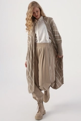 A model wears 22317 - Cardigan - Stone Melange, wholesale undefined of Allday to display at Lonca