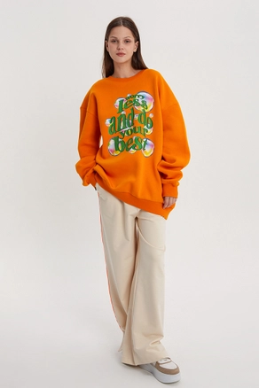 A model wears 28128 - Sweatshirt - Orange, wholesale Sweatshirt of Allday to display at Lonca