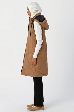 A wholesale clothing model wears 28221 - Vest - Dark Beige, Turkish wholesale Vest of Allday