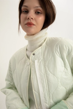 A wholesale clothing model wears 28232 - Coat - Ecru, Turkish wholesale Coat of Allday