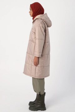 A wholesale clothing model wears 28234 - Coat - Beige, Turkish wholesale Coat of Allday