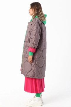 Veleprodajni model oblačil nosi 28237 - Coat - Sandy, turška veleprodaja Plašč od Allday