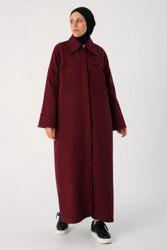 A wholesale clothing model wears 30397 - Abaya - Claret Red, Turkish wholesale Abaya of Allday