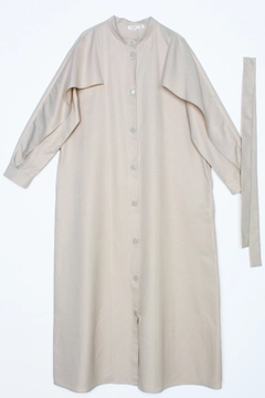 Bir model, Allday toptan giyim markasının 31915 - Abaya - Stone toptan Ferace ürününü sergiliyor.