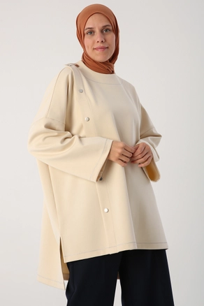 A model wears 31931 - Tunic - Cream, wholesale Tunic of Allday to display at Lonca