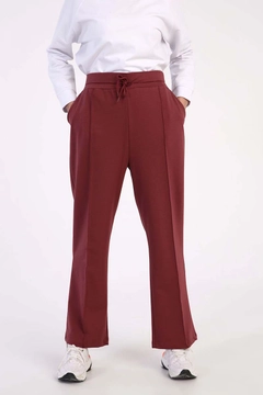 Модел на дрехи на едро носи 33525 - Sweatpants - Maroon, турски едро Спортни панталони на Allday