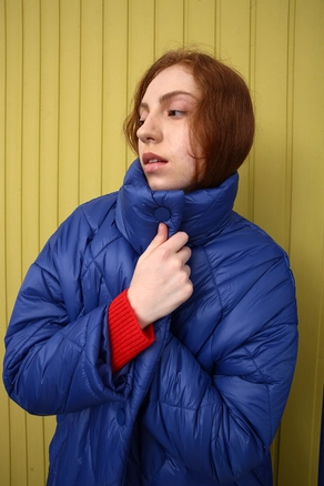 A model wears 33535 - Coat - Saxe, wholesale undefined of Allday to display at Lonca
