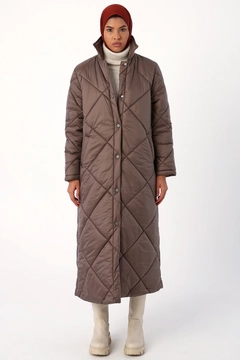 Veľkoobchodný model oblečenia nosí 33670 - Coat - Mink, turecký veľkoobchodný Kabát od Allday