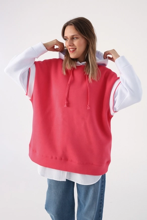 A model wears 33679 - Sweatshirt - Dark Pink, wholesale Hoodie of Allday to display at Lonca