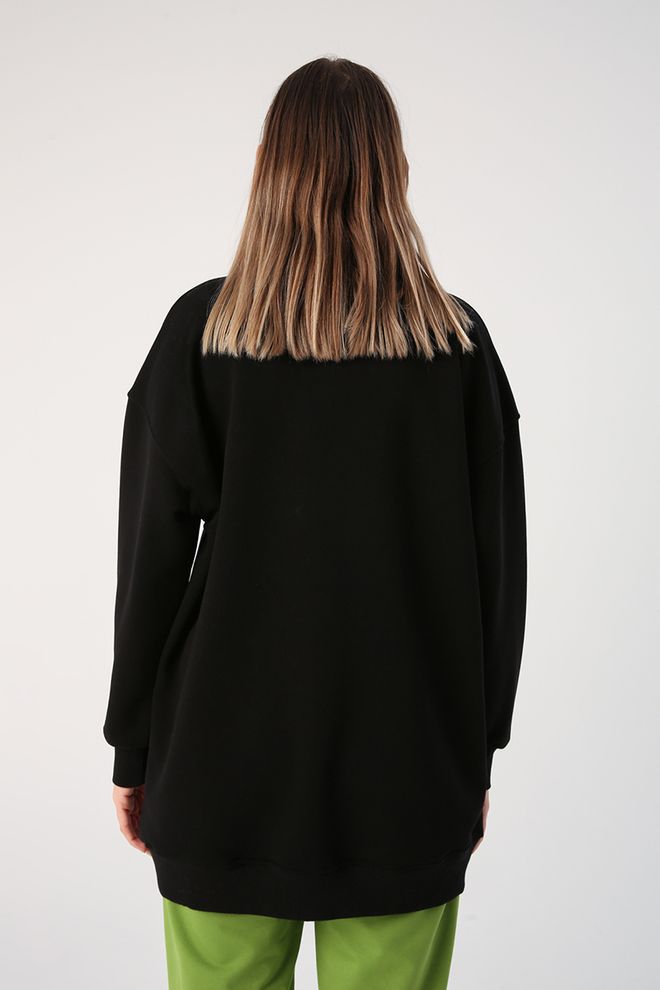 Allday Sweat Tunic Black Wholesale Clothing Fall