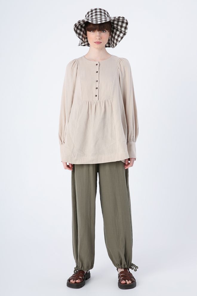 Allday Blouse Stone Color Wholesale Clothing Cotton