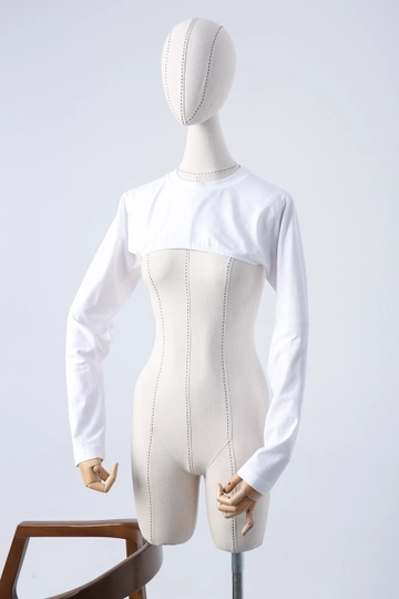 A wholesale clothing model wears  Crop Underwear - White
, Turkish wholesale Undershirt of Allday
