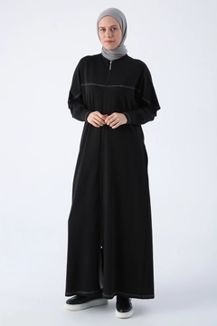 A wholesale clothing model wears ALL10443 - Abaya - Black, Turkish wholesale Abaya of Allday