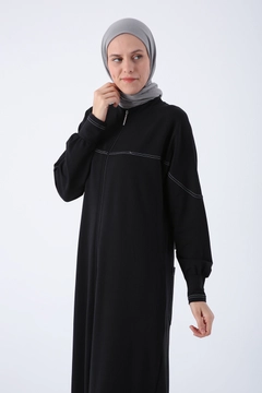 A wholesale clothing model wears ALL10443 - Abaya - Black, Turkish wholesale Abaya of Allday