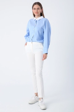 Veleprodajni model oblačil nosi ALL10471 - Trousers - Off White, turška veleprodaja Hlače od Allday