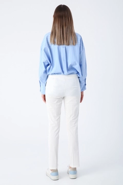 Veleprodajni model oblačil nosi ALL10471 - Trousers - Off White, turška veleprodaja Hlače od Allday