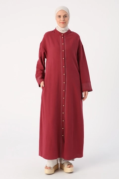 A wholesale clothing model wears ALL10033 - Abaya - Cherry, Turkish wholesale Abaya of Allday
