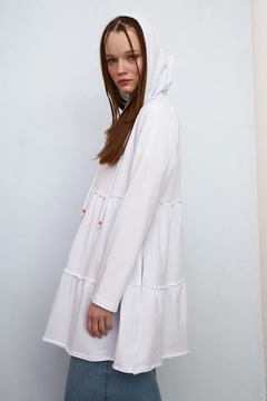 A wholesale clothing model wears ALL10199 - Cardigan - White, Turkish wholesale Cardigan of Allday