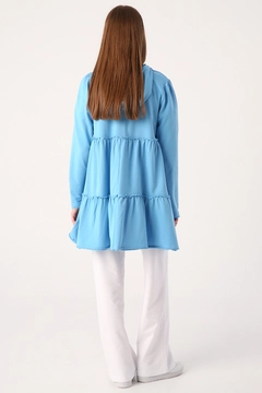A wholesale clothing model wears ALL10200 - Cardigan - Blue, Turkish wholesale Cardigan of Allday