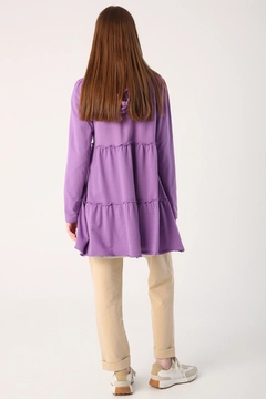 A wholesale clothing model wears ALL10201 - Cardigan - Purple, Turkish wholesale Cardigan of Allday