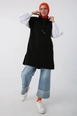 A wholesale clothing model wears all11622-kangaroo-pocket-sweater-black, Turkish wholesale  of 