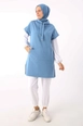 A wholesale clothing model wears all11660-kangaroo-pocket-sweater-blue, Turkish wholesale  of 