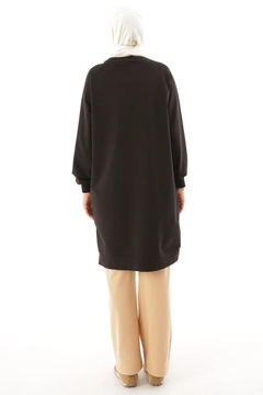 A wholesale clothing model wears all11761-mode-embroidered-knitted-tunic-black, Turkish wholesale Tunic of Allday