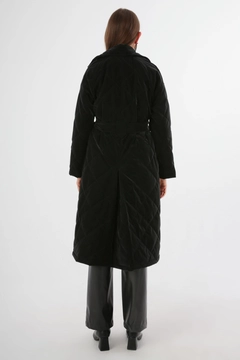 عارض ملابس بالجملة يرتدي all11773-quilted-coat-with-snap-fastener-belt-black، تركي بالجملة معطف من Allday