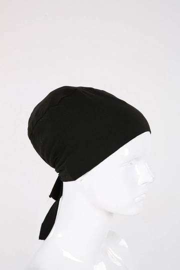 Ένα μοντέλο χονδρικής πώλησης ρούχων φοράει  Καπό Χωρίς Ραφή - Μαύρο
, τούρκικο Μπονέ χονδρικής πώλησης από Allday
