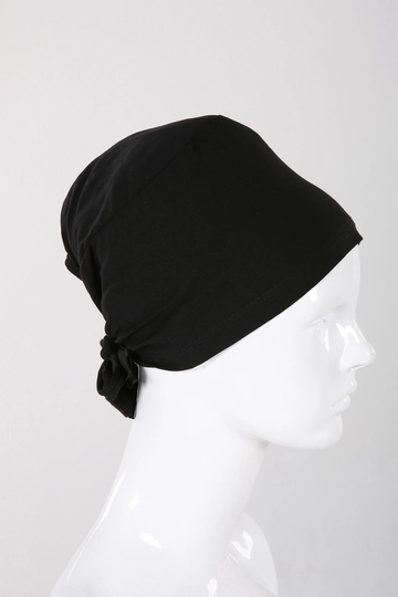 Ένα μοντέλο χονδρικής πώλησης ρούχων φοράει  Ραμμένο Καπάκι - Μαύρο
, τούρκικο Μπονέ χονδρικής πώλησης από Allday
