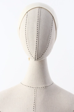 A wholesale clothing model wears ALL11302 - Bandana Bonnet - Ecru, Turkish wholesale Bonnet of Allday