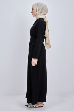 A wholesale clothing model wears all12627-zippered-comfortable-abaya-black, Turkish wholesale Abaya of Allday