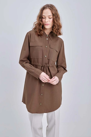 A wholesale clothing model wears  Coffee Cpl Collar Cap - Brown
, Turkish wholesale Jacket of Allday
